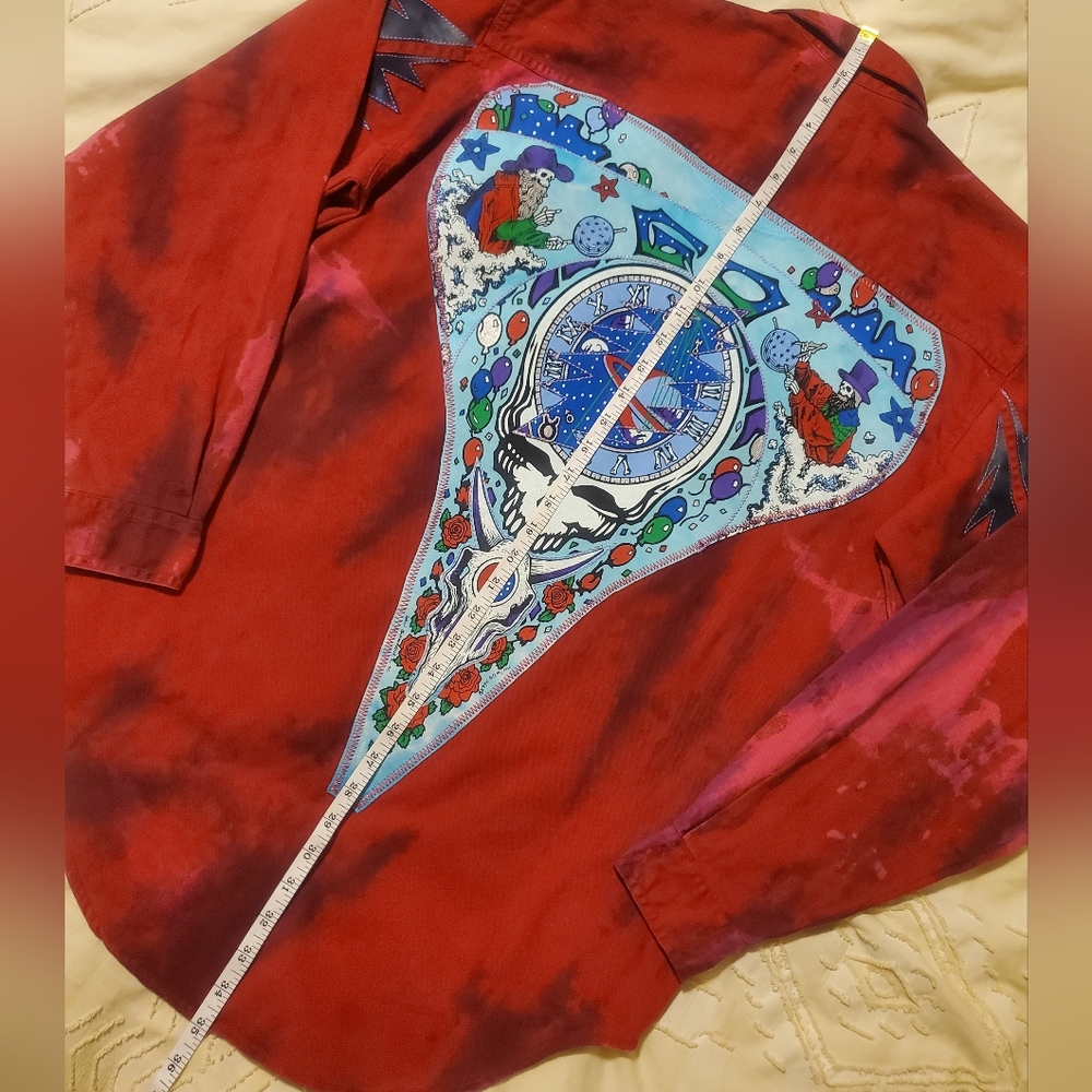 Vintage Levis Tie-dye Shirt + Liquid Blue Grateful Dead Patch New Year 1990 1995 - Picture 14 of 14